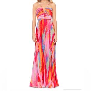 Aqua Pleated Gown - Exclusive